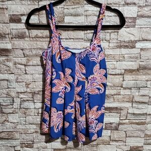 Shape Solver By Penbrooke Brand New Floral Blue Women's Swim Top